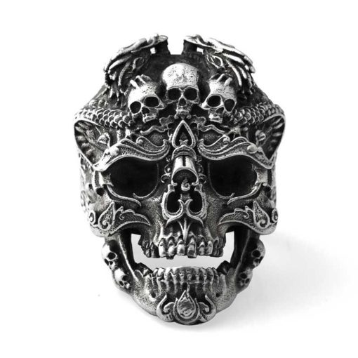 Black Death Knight Skull Ring Cool Mens Punk Fine Detail Stainless Steel Ring Gothic Biker Jewelry - Image 3