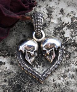EYHIM Unique Double Skull Heart Men Necklace Pendant Fashion Unisex Jewelry Gothic Couple Pendants Gift
