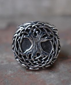 EYHIMD Nature Tree of Life 316L Stainless Steel Signet Ring Mens Yggdrasil Vine Amulet Jewelry Family Friendship Gift