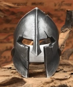 EYHIMD Cool Classic Sparta Helmet Ring Men Simple Stainless Steel Warrior Rings Biker Jewelry Gift for Him