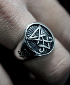 EYHIMD Sigil of Lucifer Satan Seal Ring Gothic Stainless Steel Signet Rings Biker Punk Jewelry