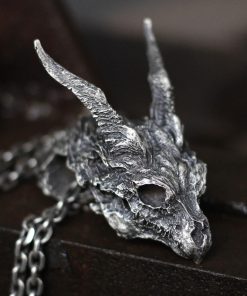 EYHIMD Vintage Detail Evil Dragon Skull 316L Stainless Steel Pendant Men's Punk Biker Jewelry