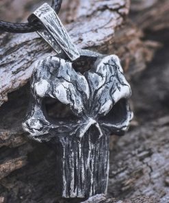 EYHIMD Vintage Surface Stainless Steel Punisher Skull Pendant Necklace Gothic Punk Biker Jewelry