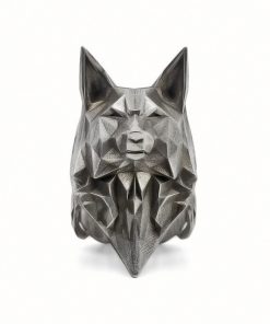 EYHIMD Simple Geometric Origami Wolf Stainless Steel Ring Men's Fashion Minimalism Animal Biker jewelry