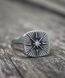 EYHIMD Polaris Star Signet Ring Minimalist Cz Stainless Steel Men Rings Simple Mens Jewelry