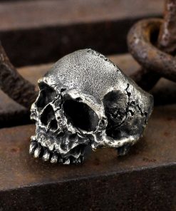 EYHIMD Vintage Punk 316L Rugged Skull Stainless Steel Rings Men's Fashion Party Biker Jewelry