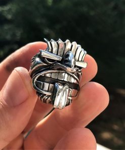 EYHIMD Māori Mythology Stainless Steel Tiki Totem Rings Mens Tribal Unique Biker Amulet Jewelry