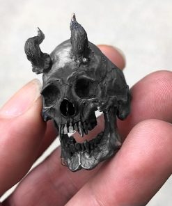 EYHIMD Detail Black Stainless Steel Demon Skull Ring Horned Satan Devil Biker Rings Men's Punk Goth Jewelry