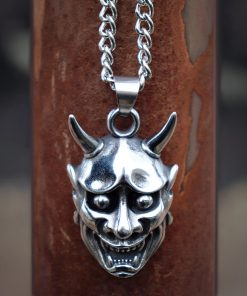 Mens Fashion Stainless Steel Anger Skull Pendant Necklace Silver Color Punk Biker Skeleton Skull Jewelry