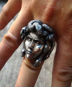 Greek Mythology Gorgon Monster 316L Stainless Steel Rings Horror Venomous Snakes Snake Hair Medusa Ring Punk Biker Jewelry