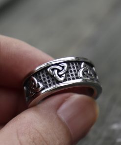 Viking Stainless Steel Celtics Knot Ring Men Nordic Trinity Wedding Rings Womens Band Promise Jewelry