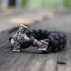 Mens Viking Mjolnir Leather Bracelet Thor hammer Wristband Norse Mythology Runes Amulet Jewelry