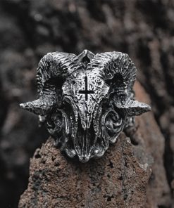 Unique Punk Gothic Satanic Demon Sorath Skull Ring Men 316L Stainless Steel Biker Ring Baphomet Jewelry Gift