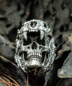 Cool Mens Boys 316L Stainless Steel Biker Rings Vintage Indian Jaguar Warrior Skull Punk Jewelry Gift for Him
