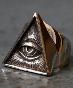 Mens Stainless Steel Biker Ring Skull Silver Color Freemason Illuminati Triangle Masonic Rings Punk Masonic Jewelry