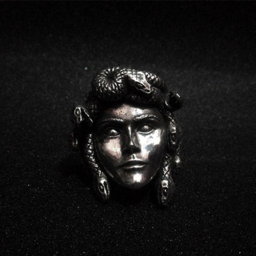 Greek Mythology Gorgon Monster 316L Stainless Steel Rings Horror Venomous Snakes Snake Hair Medusa Ring Punk Biker Jewelry