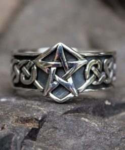 Celtics Knot Gothic 316L Stainless Steel Pentagram Star Pagan Rings Men's Women Fashion Biker Jewelry