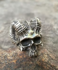 Unique Horned Devil Skull Rings Mens Satan Demon Stainless Steel Ring Punk Biker Jewelry