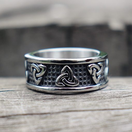 Viking Stainless Steel Celtics Knot Ring Men Nordic Trinity Wedding Rings Womens Band Promise Jewelry