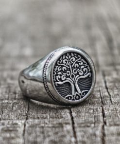 EYHIMD Stainless Steel Tree of Life Signet Ring Classic Men Viking Amulet Rings Nordic Jewelry