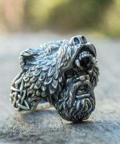 Mens Silver Color Viking Bear Warrior 316L Stainless Steel Biker Rings Vintage Vikings Nordic Jewelry