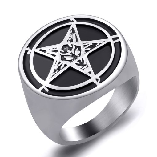 Classic Pentagram Signet Rings Mens Stainless Steel Biker Ring Biker Fashion