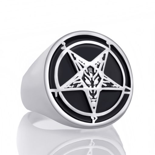 Classic Pentagram Signet Rings Mens Stainless Steel Biker Ring Biker Fashion - Image 4