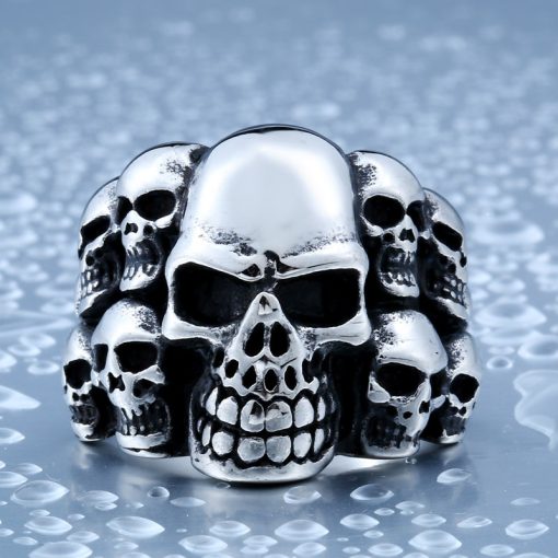 Demon Skull Ring Devil Biker Rings Men's Punk Goth Jewelry - Image 4
