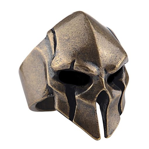 Cool Classic Sparta Skull Helmet Ring Men Stainless Steel Warrior Rings Biker Jewelry
