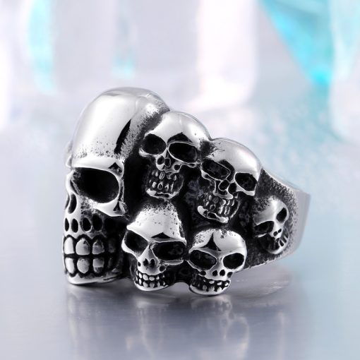 Demon Skull Ring Devil Biker Rings Men's Punk Goth Jewelry - Image 3